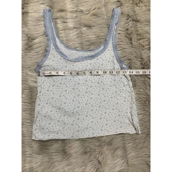 American Eagle Soft and Sexy Ribbed Lace Trim Cropped Tank Top Medium - Picture 6 of 7